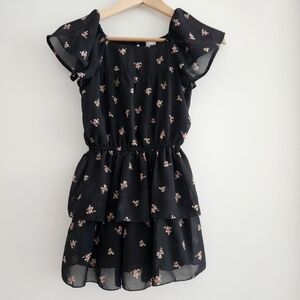 Tru Love Los Angeles Girls Floral Black Dress Size 7 NWT